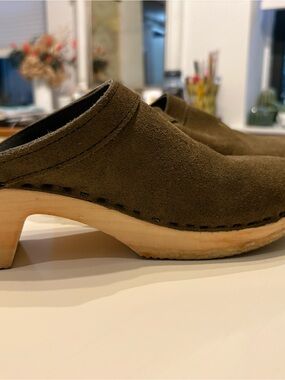 Sven  Suede Clog Mules with Wooden Heel